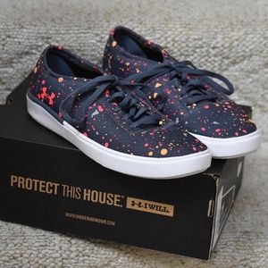 NIB Under Armour shoes splatter sneakers girls 7